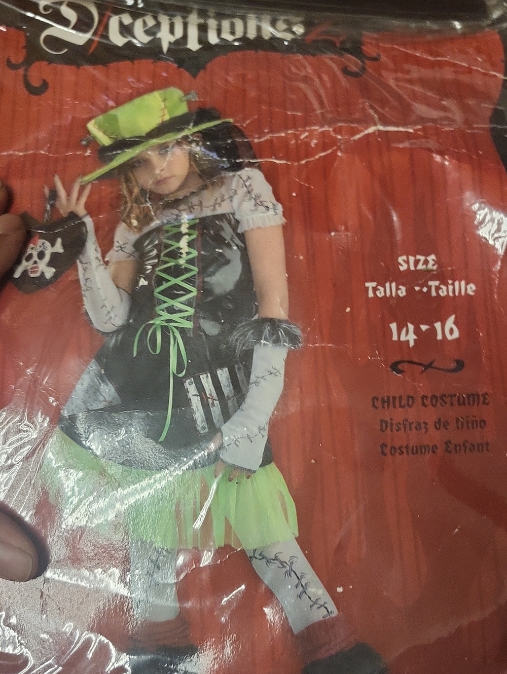 Girls Green and Black Witch Costume (Size 14-16)